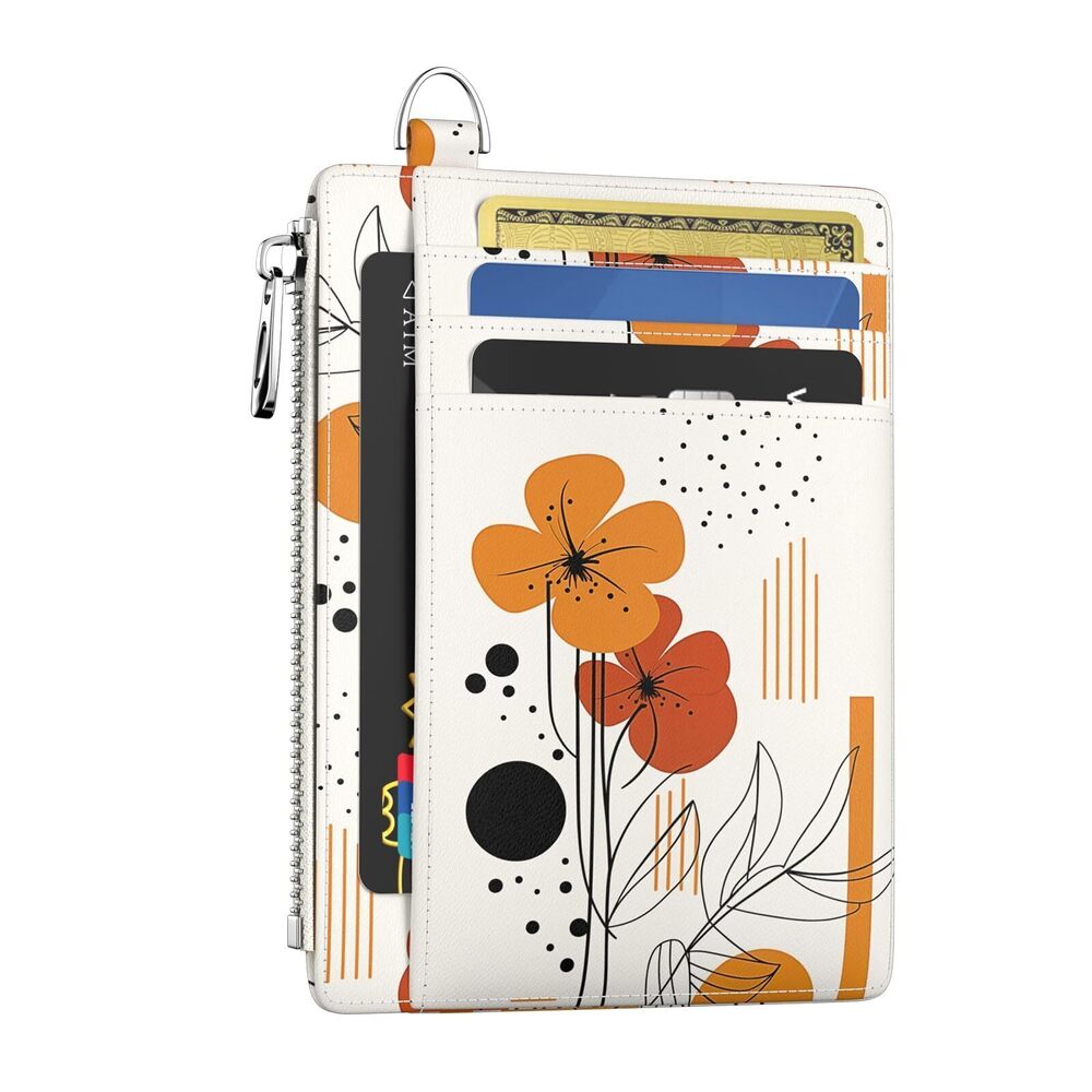 3164 Slim Wallet Credit Card Holder Abstract Boho Flower RFID Small Mini